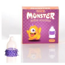 Презерватив прозрачного цвета с фиолетовыми усиками Recare Monster Boo 1штука