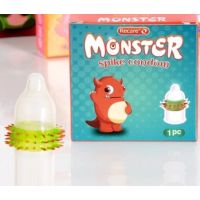 Презерватив прозорого кольору із зелено-червоними вусиками Recare Monster 1штука