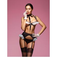 Эротическое белье горничной для ролевых игр размер XS/S черный