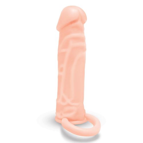 Насадка на член реалістична з петлею та з 3 кільцями бежева Size-Up Насадка на член реалістична з петлею та з 3 кільцями бежева Size-Up