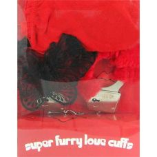Подарочный набор для секса наручники с красным мехом + сексуальное белье DS Fetish 