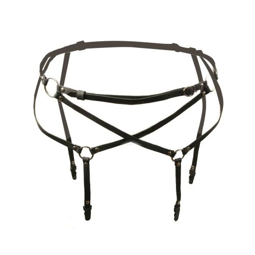 Подтяжки для чулок из натуральной кожи черного цвета Loveshop S4 Подтяжки для чулок из натуральной кожи черного цвета Loveshop S4