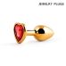 Втулка анальна золотиста з червоною стразою у формі серця Anal Jewelry Plugs L 70 мм D 28 мм
