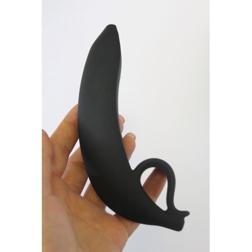 Массажер простаты силиконовый Банан чёрный  L 11 см D 2,8 см 