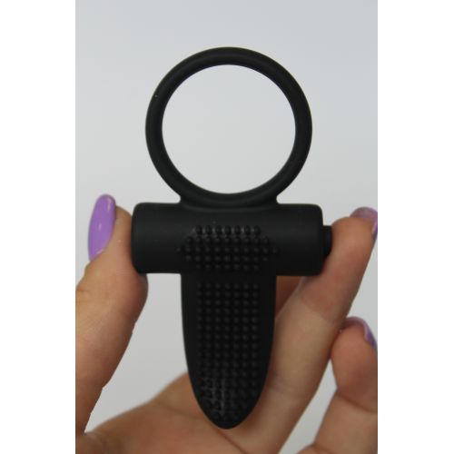 Кольцо эрекционное силиконовое с вибростимуляцией клитора SEX EXPERT черное