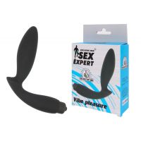 Вибратор для анальной и вагинальной стимуляции силиконовый Sex Expert L рабочей части 85 мм D 27 мм чёрный 