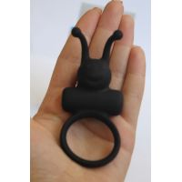 Эрекционное вибро кольцо силиконовое с усиками для стимуляции клитора SEX EXPERT черное