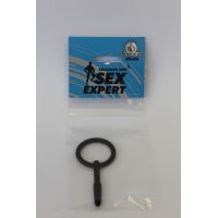 Уретральный стимулятор 4,5 см/0,7 см силиконовый эластичный с кольцом SEX EXPERT чёрный 