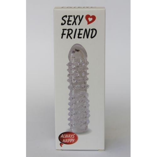 Насадка на член рельефная силиконовая - Женский оргазм  Sexy Friend L 16,5 см D 2 см