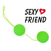 Шарики вагинальные АБС пластик Женское Здоровье с шнурком BALLS зеленые D 3,5 см L 14 см