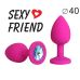 Силіконова анальна пробка кольору фуксія з блакитним стразом Sexy Friend L 95 мм, d 40 мм Силіконова анальна пробка кольору фуксія з блакитним стразом Sexy Friend L 95 мм, d 40 мм