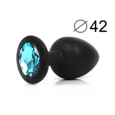 Силіконова анальна втулка чорна з блакитним кристалом Sexy Friend L 95 мм d 42 мм