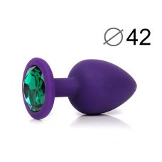 Силіконова анальна втулка фіолетова з зеленим кристалом Sexy Friend L 95 мм d 42 мм