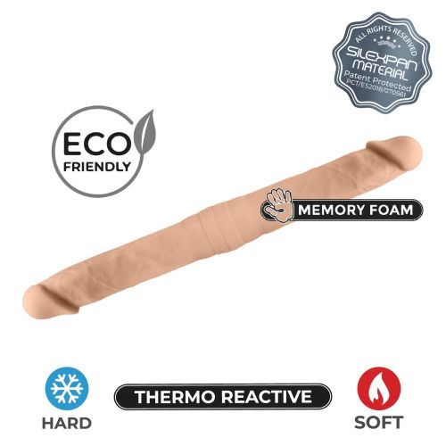 Фалоимитатор двусторонний двойной плотности бежевый SilexD