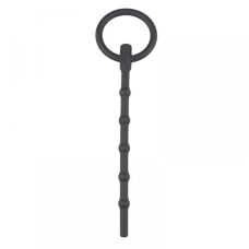 Уретральний рельєфний силіконовий стимулятор із кільцем чорного кольору Sinner довжина 160 мм