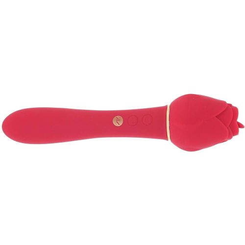 Подвійний кліторальний вібратор у вигляді троянди з язичком червоного кольору, що рухається Secret Kisses Rosegasm