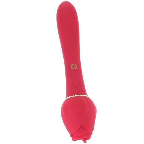 Подвійний кліторальний вібратор у вигляді троянди з язичком червоного кольору, що рухається Secret Kisses Rosegasm