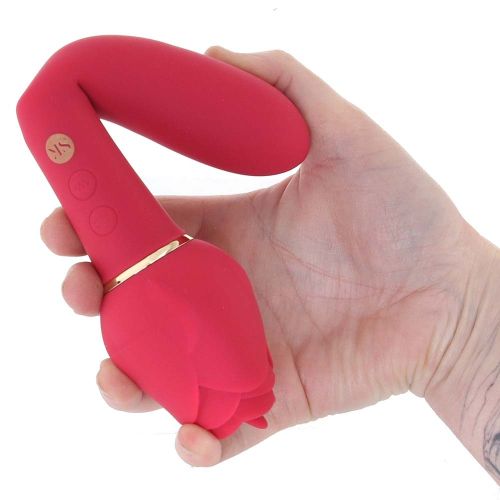 Подвійний кліторальний вібратор у вигляді троянди з язичком червоного кольору, що рухається Secret Kisses Rosegasm