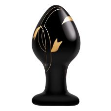 Анальная пробка ручной работы из стекла черного цвета Secret Kisses длина 90 мм