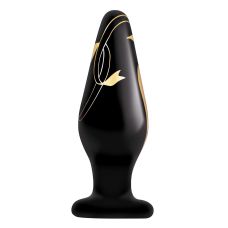 Анальная пробка ручной работы из стекла черного цвета Secret Kisses длина 114 мм