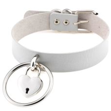 Чокер-нашийник з кільцем і замком сердечком сірий