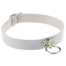 Чокер-нашийник з колечком сірий SKN-AS04
