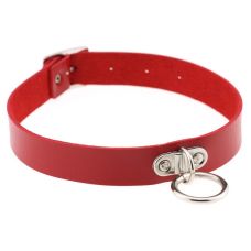 Чокер-ошейник с колечком красный