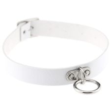 Чокер-нашийник з кільцем білий SKN-AS04
