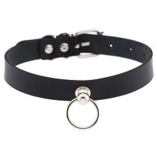 Чокер-ошейник с кольцом чёрный SKN-AS05