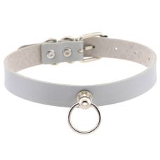 Чокер-нашийник з колечком сірий SKN-AS05