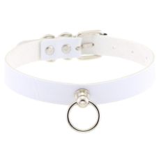 Чокер-нашийник з колечком білий