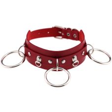 Чокер-ошейник с кольцами красный SKN