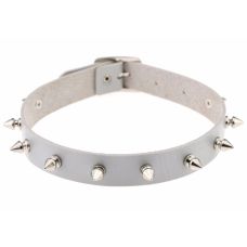 Чокер-ошейник с шипами серый SKN