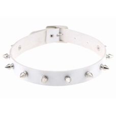 Чокер-ошейник с шипами белый SKN-AS12
