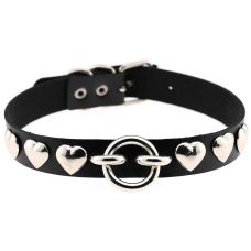 Чокер-нашийник з заклепками сердечками чорний