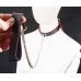 Нашийник з повідцем для БДСМ чорно-червоний COLLAR HEART