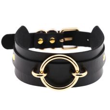 Чокер-нашийник з кільцем чорний SKN-AS18