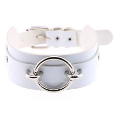 Чокер-нашийник з кільцем білий SKN-AS18S