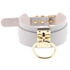 Чокер-нашийник сірий з кільцем SKN