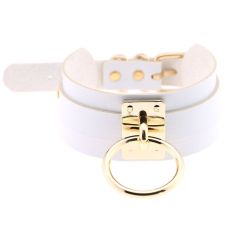 Чокер-нашийник з золотистим колечком білий