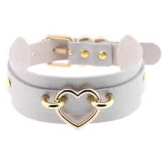 Чокер-нашийник з золотистим сердечком сірий