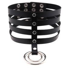 Чокер-нашийник з кільцем чорний SKN-AS21