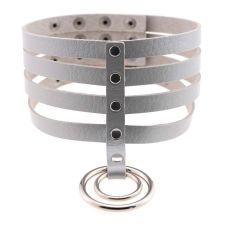 Чокер-нашийник з кільцем для БДСМ сірий