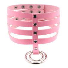 Чокер-нашийник з кільцем для БДСМ рожевий