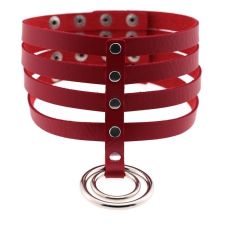 Чокер-ошейник с кольцом для БДСМ красный