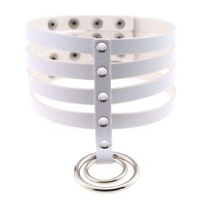 Чокер-нашийник з кільцем білий SKN-AS21