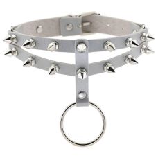 Чокер-ошейник с шипами и кольцом серый