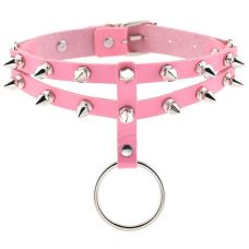 Чокер-ошейник с шипами розовый SKN-AS22