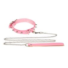 Ошейник с поводком для БДСМ розовый