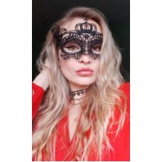 Ажурна карнавальна чорна маска на очі SKN